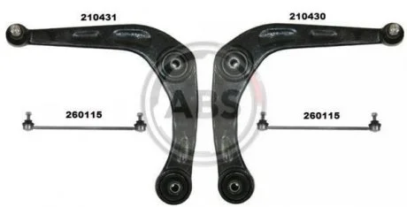 Фото 1 - комплект важелів перед. 206 98-12 A.B.S. 219903 Комплект важелів перед. 206 98-12 A.B.S. 219903 (фото 1)