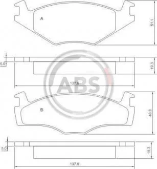 Колодки тормозные перед. Caddy/Cordoba/Golf/Ibiza/Jetta (81-03) A.B.S. 36536