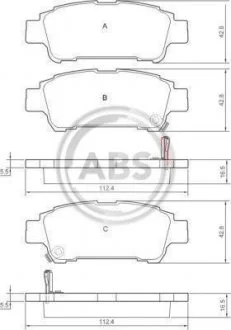Колодки тормозные задн. Estima/Previa/Avensis 00-06 A.B.S. 37228 (фото 1)