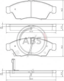 Комплект гальмівних колодок, дискове гальмо A.B.S. 37407