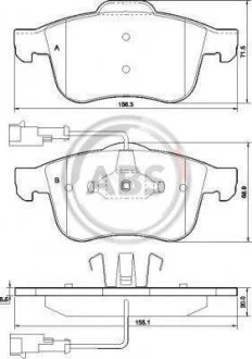 Комплект тормозных колодок, дисковый тормоз A.B.S. 37485 (фото 1)