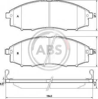 Комплект тормозных колодок, дисковый тормоз A.B.S. 37541