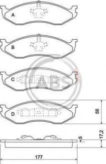 Комплект тормозных колодок, дисковый тормоз A.B.S. 38477