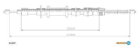 ALFA ROMEO Трос ручного тормоза лев/прав. 33 88- 1713mm ADRIAUTO 01.0237 (фото 1)
