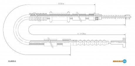 FIAT Трос ручного тормоза задн. лев. Brava, Bravo 1,4 (бараб) 95- ADRIAUTO 11.0215.1 (фото 1)