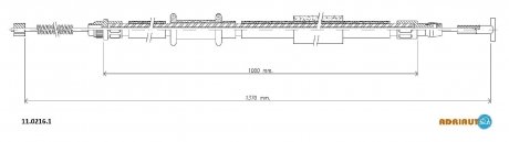 FIAT Трос ручного тормоза задн. прав. Brava, Bravo 1,4 (бараб) 95- ADRIAUTO 11.0216.1 (фото 1)