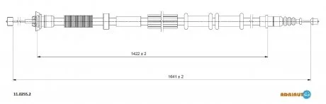 ALFA ROMEO Трос ручного тормоза лев. MITO 08-, FIAT GRANDE PUNTO 05- ADRIAUTO 11.0255.2