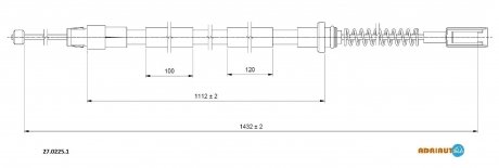 Трос тормозной MERCEDES Sprinter all pt 5t double wheelsLH-RH06-/Crafter 50 pt. 5t double ADRIAUTO 27.0225.1 (фото 1)