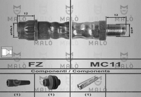 Шланг тормозной передний Fiat Scudo+ABS L=450mm Akron-Malo 80159