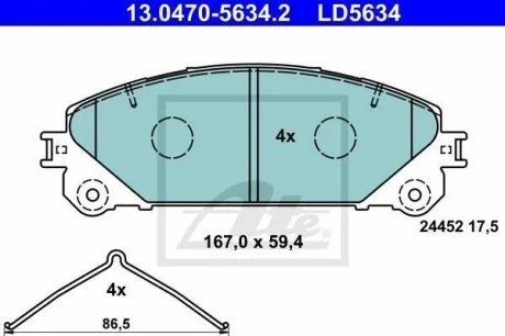 Колодки гальмівні керамічні LEXUS RX 3,5 09- ATE 13047056342
