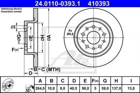 TARCZA HAM FIAT 500L 1.4 13-, 1.6D MJ 13- TYг ATE 24.0110-0393.1