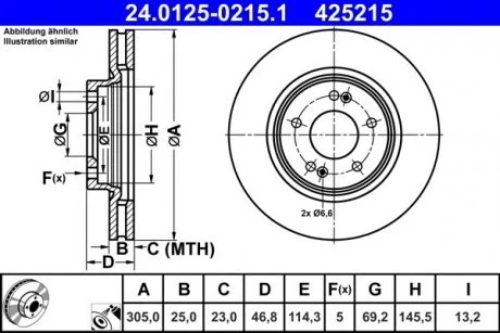 TARCZA HAM HYUNDAI 1.6T-GDI 15- ATE 24.0125-0215.1
