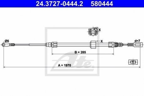 Трос, стояночная тормозная система ATE 24.3727-0444.2 (фото 1)