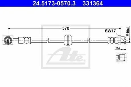 Фото шланг гальмівний MINI COOPER 03- /L+P/ ATE 24517305703 Шланг гальмівний MINI COOPER 03- /L+P/ ATE 24517305703