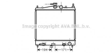 Радиатор охлаждения двигателя Nissan Micra 1,2i 1,4i AT 03>10, Note 1,4i 1,6i A AVA COOLING DNA2248 (фото 1)