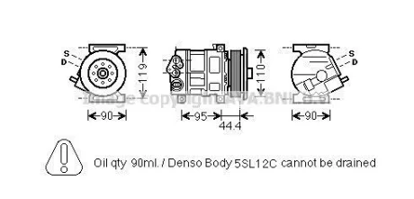 Компресор кондиціонера Fiat Doblo (10-)/Opel Combo (12-) AVA AVA COOLING FTAK394