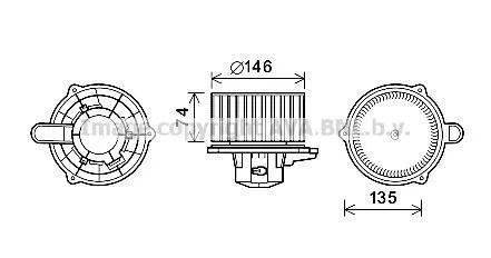 Электродвигатель, вентиляция салона AVA COOLING HY8350