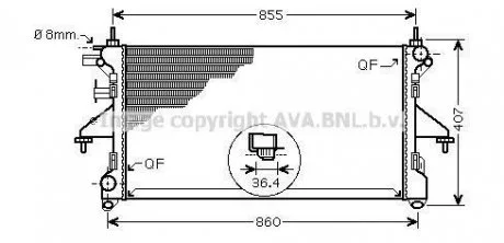 Радиатор, охлаждение двигателя AVA COOLING PEA2304