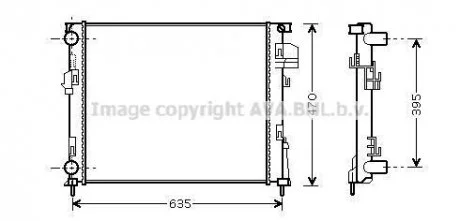 Радиатор 2.0i 16V (+/-AC), 1.9DCi (+AC) [OE. 21400-00QAN, 7700.312.899] AVA COOLING RT 2327 (фото 1)
