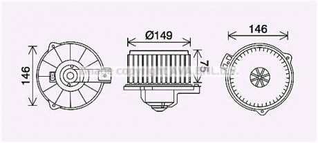 Вентилятор обігрівача салону Toyota Corolla (00-) 1.3i 1.4i 1.6i 1.8i AVA AVA COOLING TO8735 (фото 1)