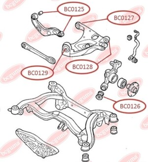 Сайлентблок заднего нижнего рычага передний внутренний Audi A4, A6 BCGUMA BC GUMA BC0129 (фото 1)