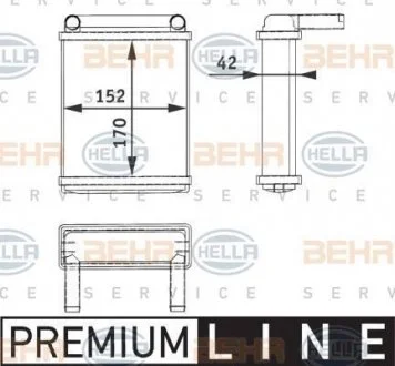Радиатор печки MB Sprinter 901 - 904 / VW LT 1996 - 2006 (задний) BEHR 8FH 351 312-521