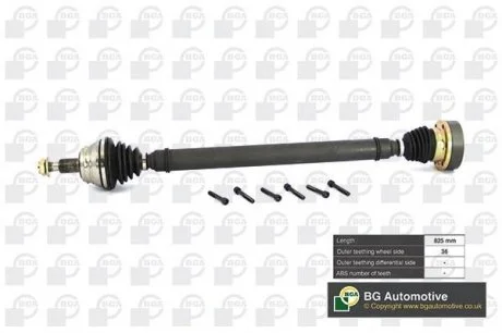 Напіввісь Golf/Octavia 1.6-2.0 97-09 (36z/825mm) Пр. BGA DS9618R