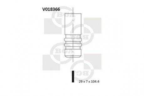 Клапан випускний 3 канавки Ford Escort, Orion 1.3 BGA V018366