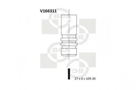 Випускний клапан MERCEDES KLASA C coupe (CL203) C 180 Kompressor (203.746) 01-11 BGA V166311