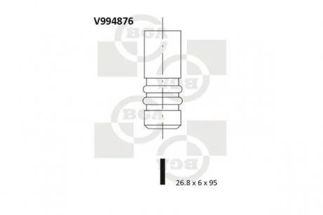 Клапан впускной (26.8x6x95) Fiat Doblo 1.4 10-/Opel Combo 1.4 12- BGA V994876