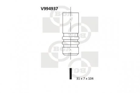 Впускний клапан VOLVO/RENAULT SIL.N7QH7/D7 31,0X7,0X104,0 BGA V994937