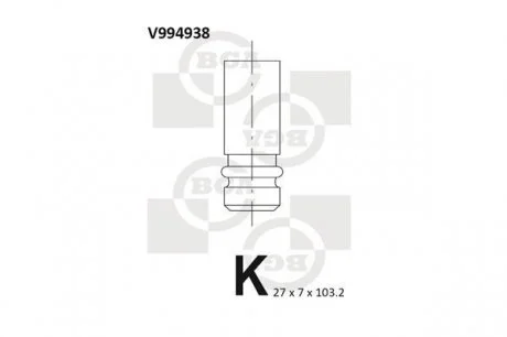 Фото выпускной клапан VOLVO/RENAULT SIL.N7QH7/D7 31,0X7,0X104,0 BGA V994938 Выпускной клапан VOLVO/RENAULT SIL.N7QH7/D7 31,0X7,0X104,0 BGA V994938