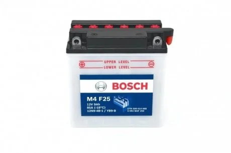 Мотоциклетна акумуляторна батарея 12V 9 А*ч 85А - кратн. 4 шт BOSCH 0 092 M4F 250 (фото 1)