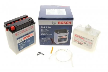 Мотоциклетна акумуляторна батарея 12V 12 А*ч 160А - кратн. 4 шт BOSCH 0092M4F300 (фото 1)