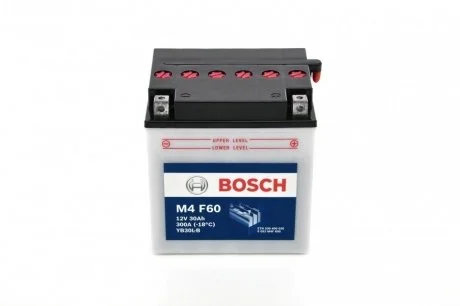 Мотоциклетна акумуляторна батарея 12V 30 А*ч 300А - кратн. 2 шт BOSCH 0092M4F600 (фото 1)