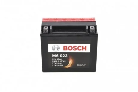 Мотоциклетна акумуляторна батарея AGM 12V 18 А*ч 250А - кратн. 2 шт BOSCH 0092M60230 (фото 1)