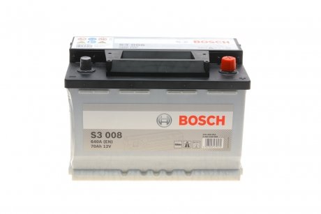 Аккумулятор 70Ah-12v (S3008) (278x175x190),R,EN640 BOSCH 0092S30080