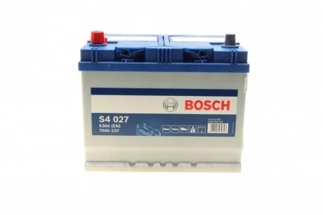 Акумулятор 70Ah-12v (S4027) (261x175x220),L,EN630(Азія) !КАТ. -10% BOSCH 0 092 S40 270