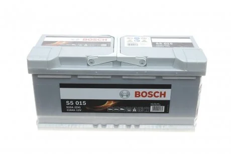 Аккумулятор 110Ah-12v (S5015) (393x175x190),R,EN920 !КАТ. -10% BOSCH 0092S50150
