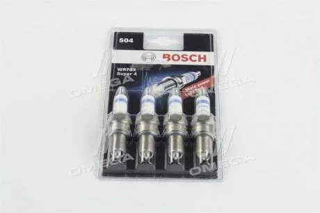 Свічка запалювання WR78X SUPER4 (NIVA 1.7i, DAEWOO MATIZ 0.8) (4 шт. блист.) BOSCH 0242232804