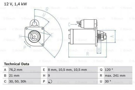 Стартер BOSCH 0 986 014 900
