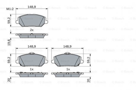 Колодки гальмівні дискові (комплект 4 шт) BOSCH 0986424862