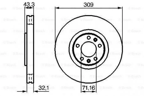 Тормозной диск пер. PEUGEOT 607 3.0 v6 BOSCH 0986479027