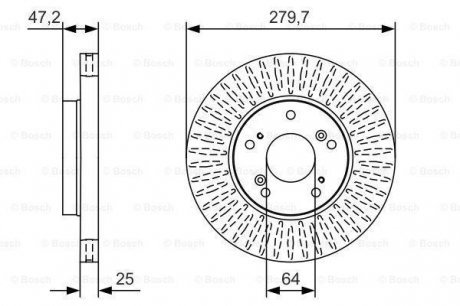 Тормозной диск HONDA Civic ''F'''1,3-2,2''11>> BOSCH 0986479B01 (фото 1)