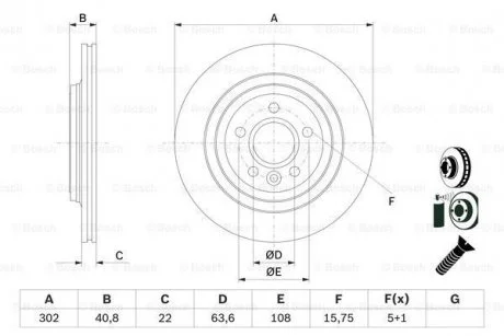 TARCZA HAM VOLVO S60 II, V60, V60 CROSS COUNTRY I BOSCH 0 986 479 E85