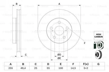 TARCZA HAMULC. TOYOTA PRIUS 15- PRZ?D BOSCH 0986479F72