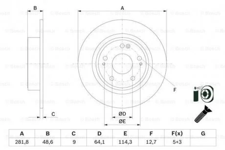 TARCZA HAMULC. HONDA HR-V 15- TY? BOSCH 0986479F76
