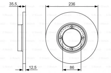 Гальмівний диск DAEWOO Matiz \'\'F \'\'0,8-1,0 \'\'98-10 PR2 BOSCH 0986479R81 (фото 1)