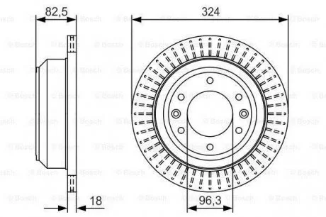 Тормозной диск DODGE/HYUNDAI H100/H-1 'R' 2,5 '08>> BOSCH 0986479U29