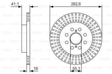 Тормозной диск вентилируемый LEXUS RX III 263 мм BOSCH 0986479V35